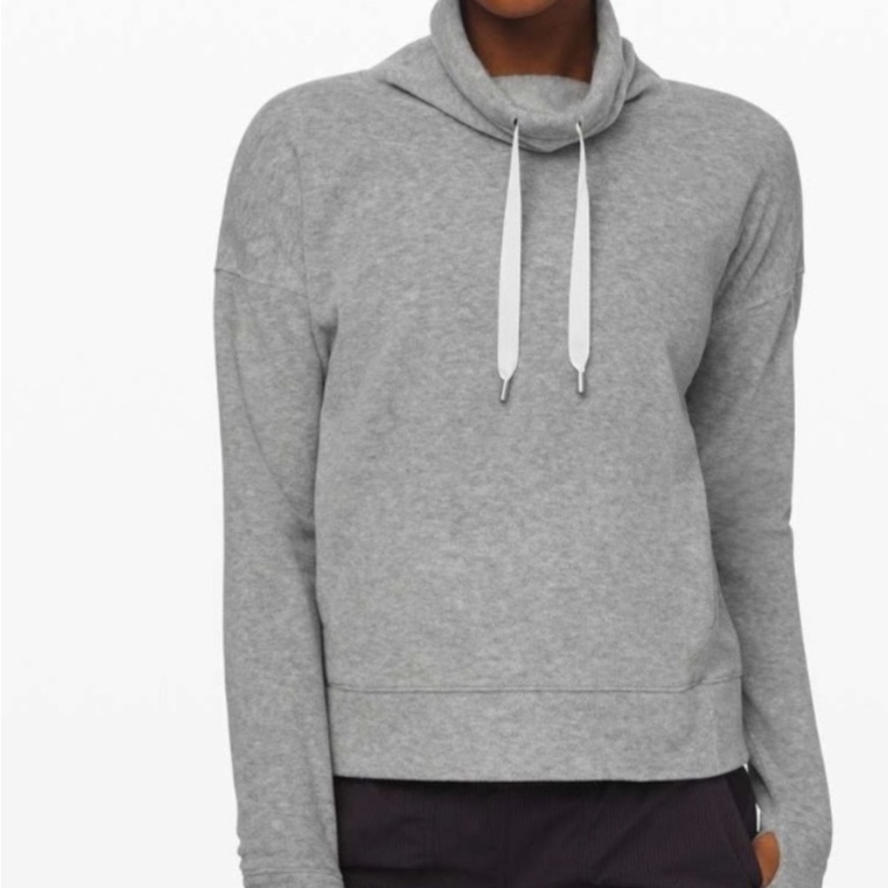 Lululemon Athletica Heather Gray Cowl Neck Fleece Sweatshirt Size 4